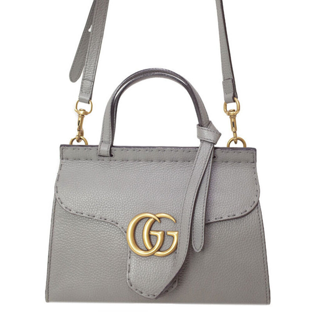 Gucci Handle Top Bag Leather GG 2way Marmont - Picture 2 of 5